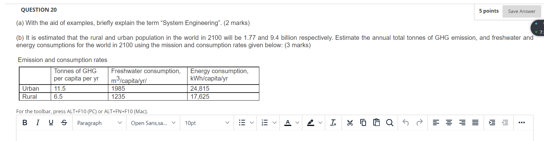 Question 20 5 Points Save Answer A With The Aid Of Examples Briefly Explain The Term System Engineering 2 Marks 1