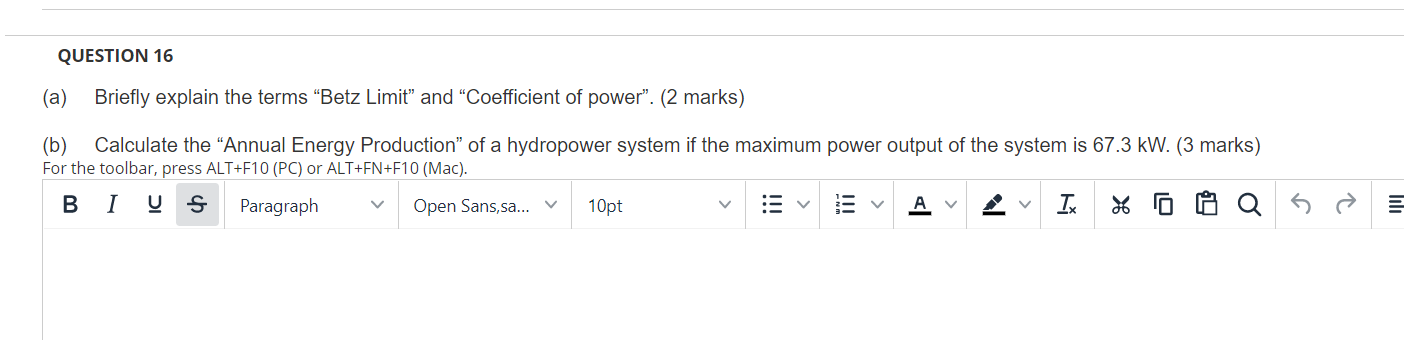 Question 16 A Briefly Explain The Terms Betz Limit And Coefficient Of Power 2 Marks B Calculate The Annual E 1