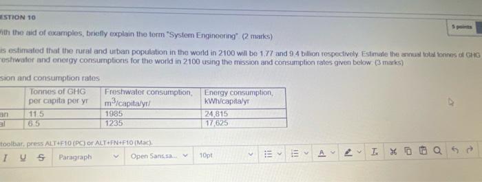 Estion 10 5 Points With The Aid Of Examples Briefly Explain The Term System Engineering 2 Marks Is Estimated That T 1