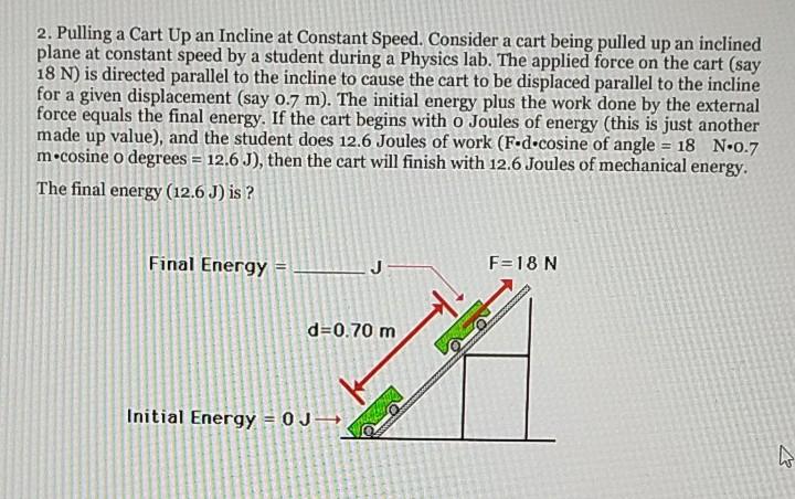 2 Pulling A Cart Up An Incline At Constant Speed Consider A Cart Being Pulled Up An Inclined Plane At Constant Speed B 1
