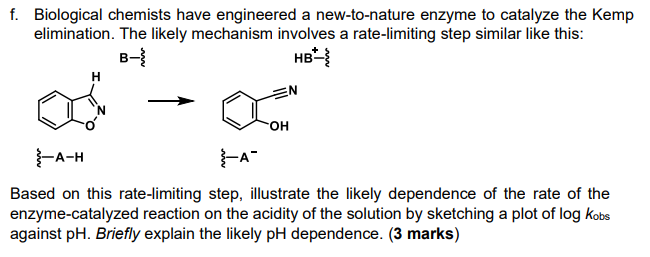 F Biological Chemists Have Engineered A New To Nature Enzyme To Catalyze The Kemp Elimination The Likely Mechanism Inv 1