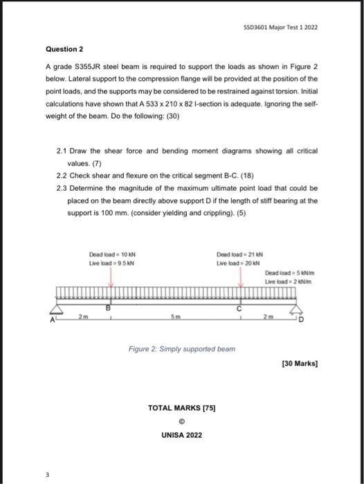 S503601 Major Test 1 2022 Question 1 A 150 X 75 X 12 Angle Shown In Figure 1 Is Connected To A Gusset Plate Using A E70x 2