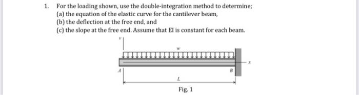 1 For The Loading Shown Use The Double Integration Method To Determine A The Equation Of The Elastic Curve For The 2