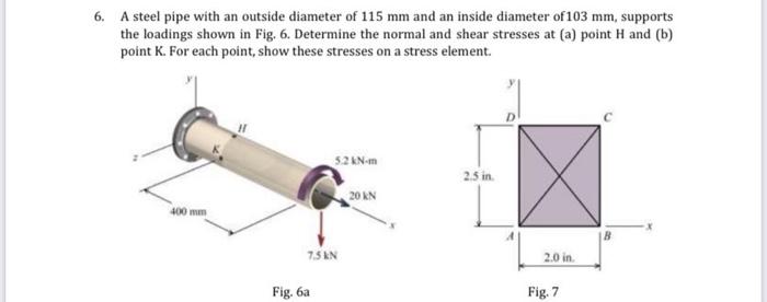 6 A Steel Pipe With An Outside Diameter Of 115 Mm And An Inside Diameter Of 103 Mm Supports The Loadings Shown In Fig 2