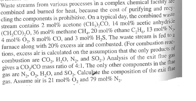 Waste Streams From Various Processes In A Complex Chemical Facility Are Combined And Burned For Heat Because The Cost O 1
