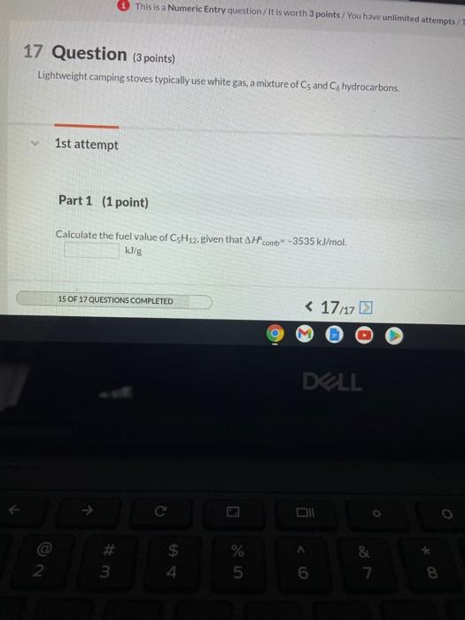 This Is A Numeric Entry Question It Is Worth 3 Points You Have Unlimited Attempts 17 Question 3 Points Lightweight 1