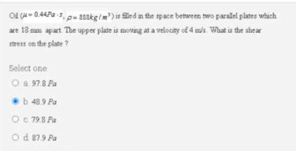 0 4 0 44pa 5 883kg M2 Is Filled In The Space Between Two Parallel Plates Which Are 18 Mm Apart The Upper Plate Is M 1