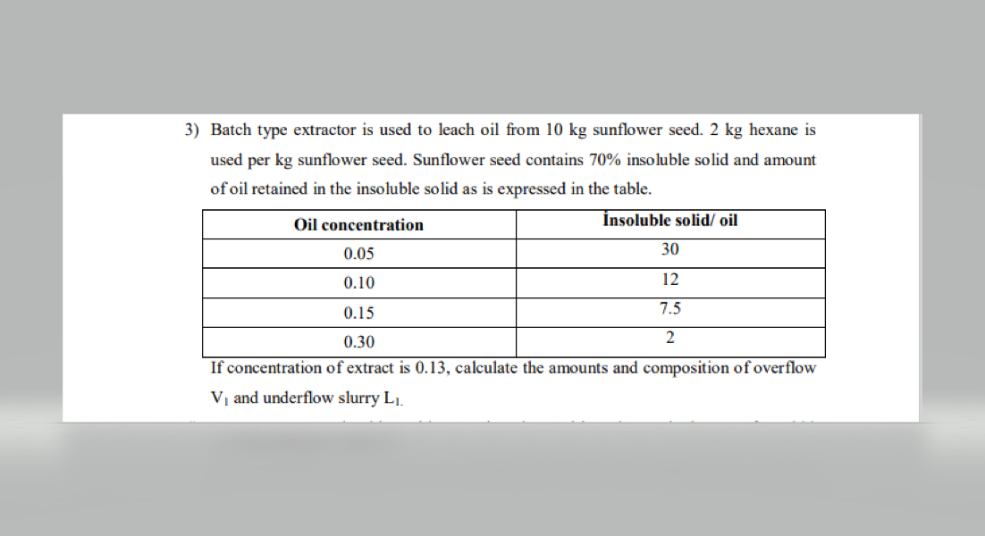 3 Batch Type Extractor Is Used To Leach Oil From 10 Kg Sunflower Seed 2 Kg Hexane Is Used Per Kg Sunflower Seed Sunfl 1