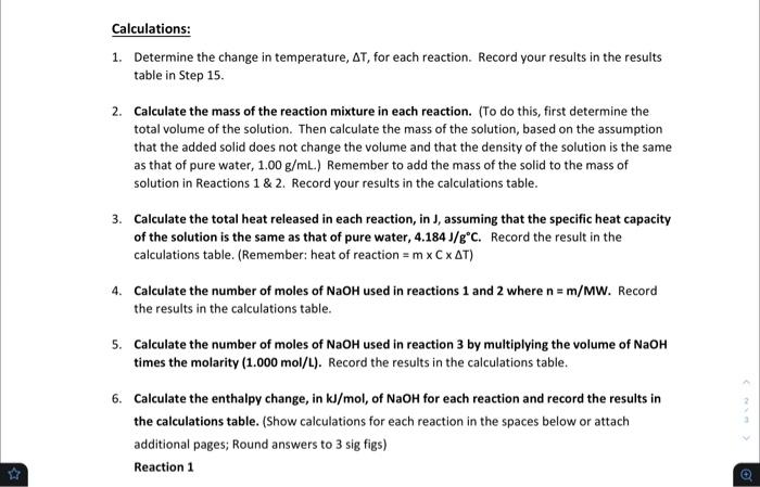 Data Table Parameter Reaction 1 Reaction 2 Reaction 3 Na Mass Of Naoh 6 3 9983y 4 0013 Initial Temperature C 25 00 3