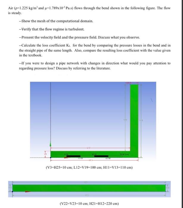 Air P 1 225 Kg M And U 1 789x105 Pa S Flows Through The Bend Shown In The Following Figure The Flow Is Steady Sho 1
