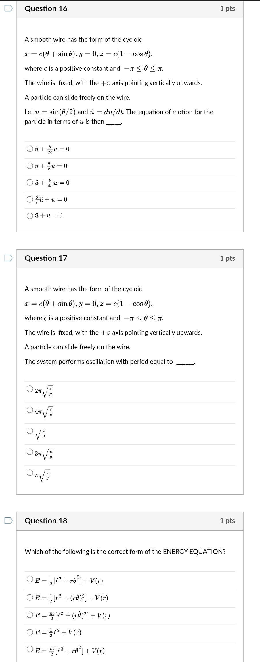 16 20 Answer All Please Just Give The Answer No Need For Lengthy Solutions Or Explanations 1