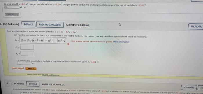 How Far Should A 3 5 Uc Charged Particle Be From A 2 0 C Charged Particle So That The Electric Potential Energy Of The 1