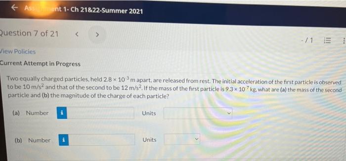 Current Attempt In Progress In The Figure The Particles Have Charges Q1 92 878 Nc And 93 94 96 1 Nc And Distance A 4 6