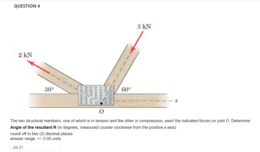 Question 4 2 Kn 3 Kn 30 60 X The Two Structural Members One Of Which Is In Tension And The Other In Compression Exer 1