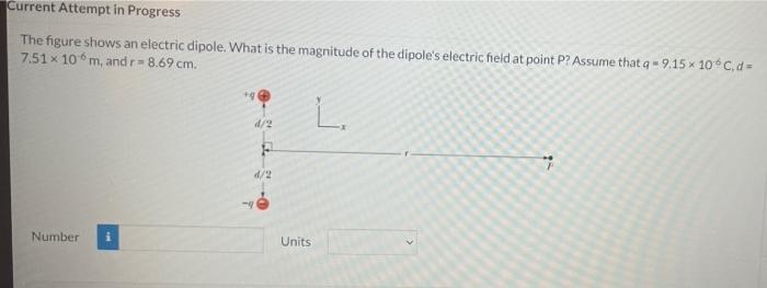Current Attempt In Progress The Figure Shows An Electric Dipole What Is The Magnitude Of The Dipole S Electric Field At 1
