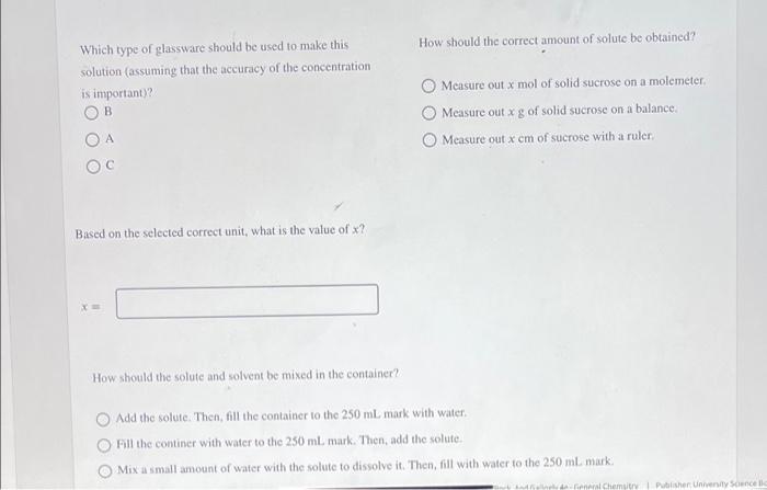 A Student Needs To Prepare 250 Ml Of A 0 400 M Aqueous Solution Of Sucrose C H Aq Which Is Used Frequently In B 2
