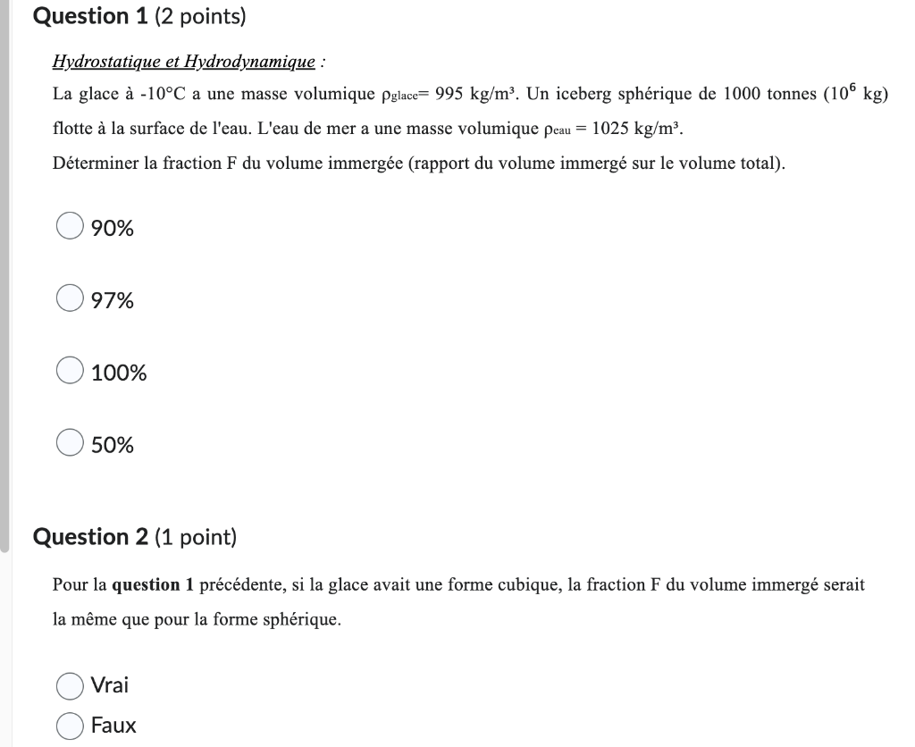 Choose The Right Answer And Please Check Pictures Below There Is Answer Q1 Hydrostatics And Hydrodynamics Ice At 10 C 1