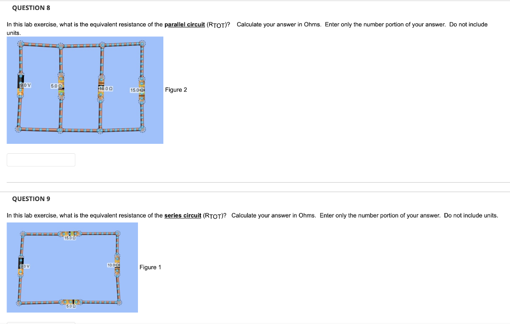 Question 8 In This Lab Exercise What Is The Equivalent Resistance Of The Parallel Circuit Rtot Calculate Your Answer 1