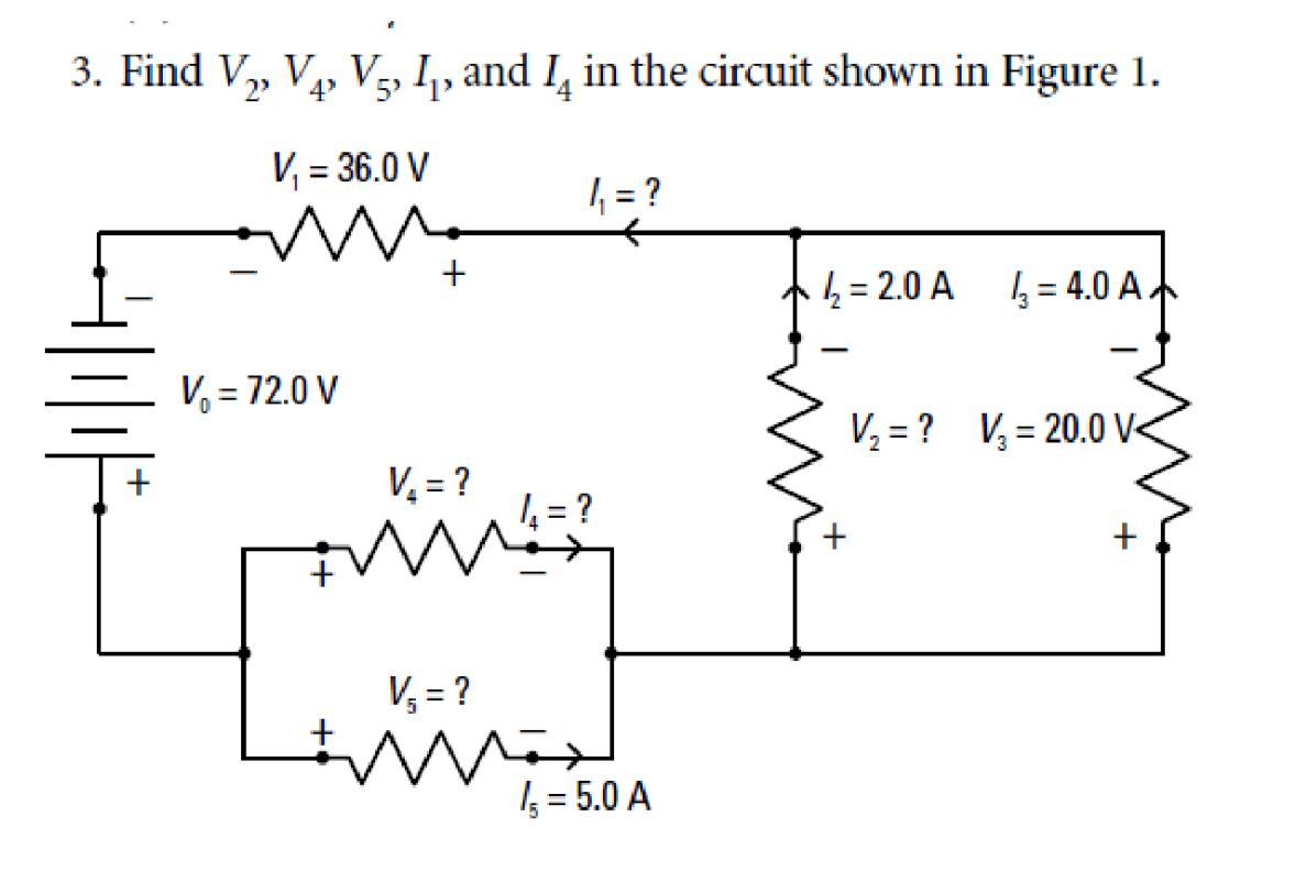 3 Find V V V5 I And I In The Circuit Shown In Figure 1 2 V 36 0 V 1 4 2 0 A 4 0 A V V 20 0 V 1