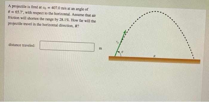 A Projectile Is Fired At 407 0 M S At An Angle Of 0 65 7 With Respect To The Horizontal Assume That Air Friction W 1