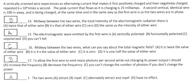 A Vertically Oriented Wire Experiences An Alternating Current That Makes It First Positively Charged And Then Negatively 1