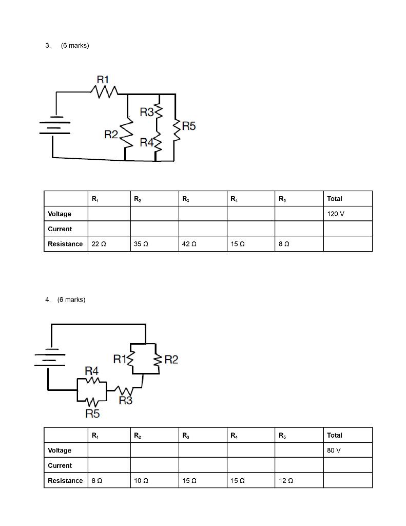 Circuit Analysis Assignment Determine The Missing Information For Each Circuit Below Assume 2 Decimal Points Show You 2