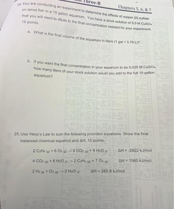 Hree B 24 You Are Conducting An Experiment To Determine The Effects Of Copper Sulfate Chapters 5 6 7 On Larval F 1