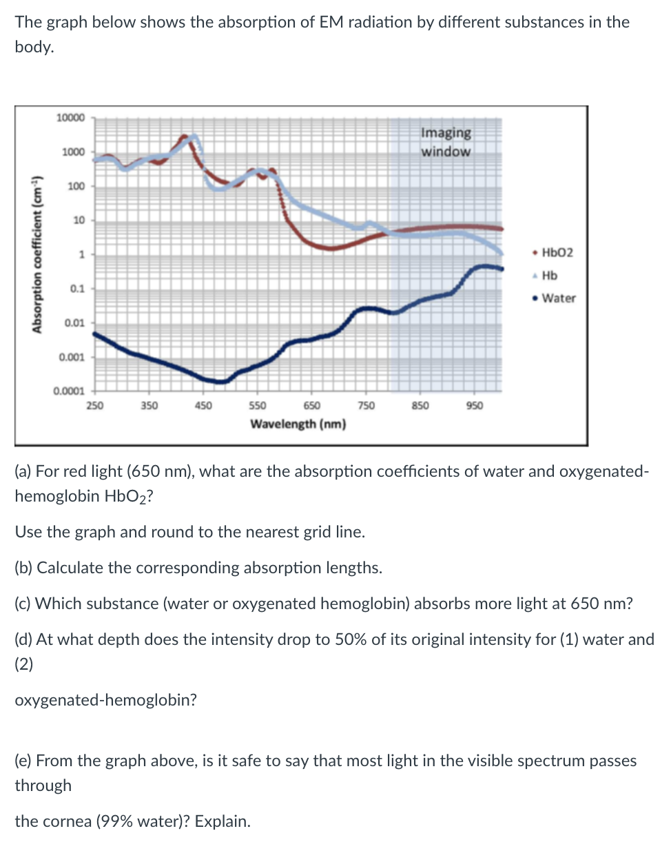 The Graph Below Shows The Absorption Of Em Radiation By Different Substances In The Body Imaging Window Absorption Coef 1