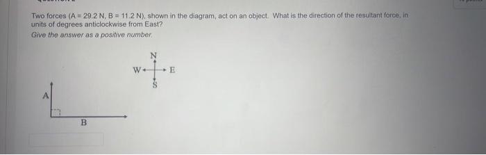Two Forces A 29 2 N B 11 2 N Shown In The Diagram Act On An Object What Is The Direction Of The Resultant Forc 1