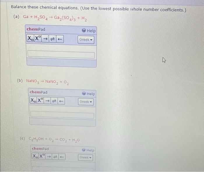 Q1 Balance These Chemical Equations Use The Lowest Possible Whole Number Coefficients 2