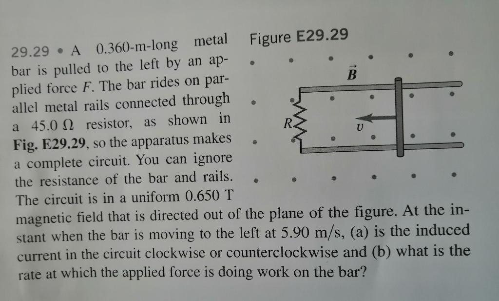 Figure E29 29 29 29 A 0 360 M Long Metal Bar Is Pulled To The Left By An Ap Plied Force F The Bar Rides On Par Allel 1