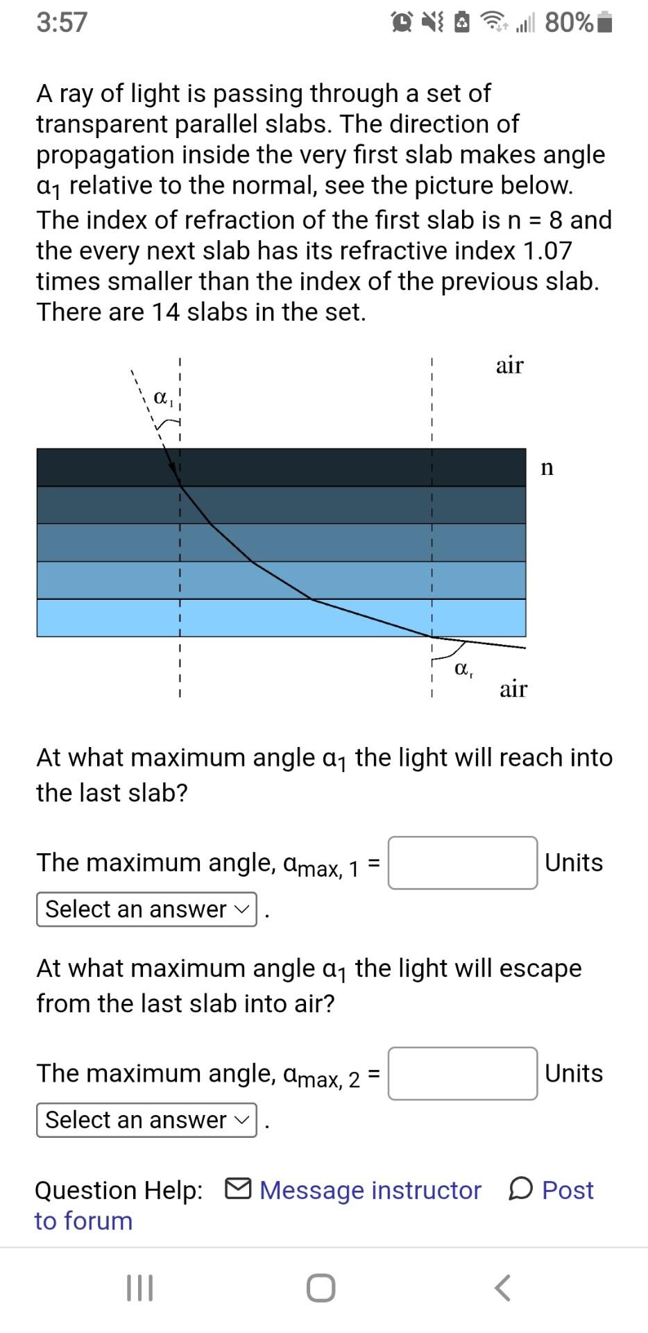 3 57 Q 80 I A Ray Of Light Is Passing Through A Set Of Transparent Parallel Slabs The Direction Of Propagation Inside T 1