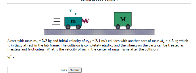 Ww M A Cart With Mass M 3 2 Kg And Initial Velocity Of V 2 1 M S Collides With Another Cart Of Mass M 4 3 Kg 1