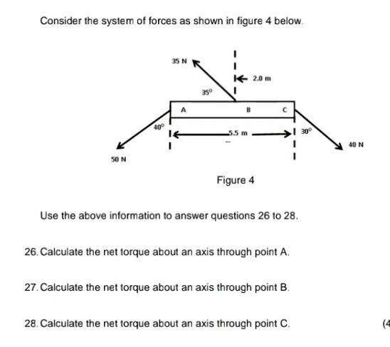 Consider The System Of Forces As Shown In Figure 4 Below 35 N K 2 0 M B 400 C 5 5 M 50 N Figure 4 Use The Above Informa 1