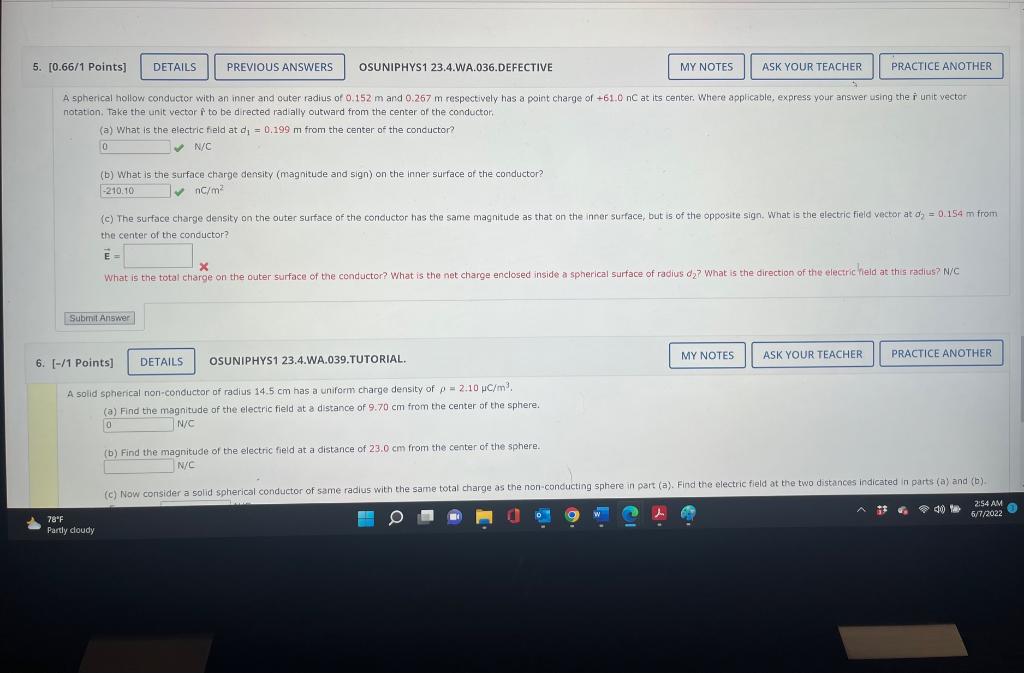 5 0 66 1 Points Details Previous Answers Osuniphys1 23 4 Wa 036 Defective My Notes Practice Another Ask Your Teacher 1