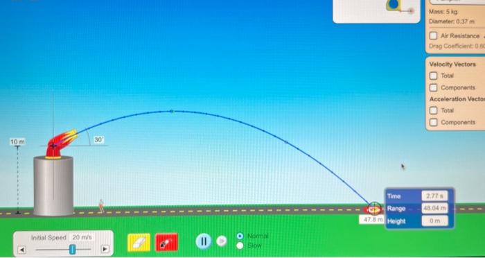 10 M 30 Inital Speed 10 M S O Norm Time Range 174 Height 17 54 M Om Pumpkin Mass 5 Kg Diameter 0 37 M Air Resistance D 3