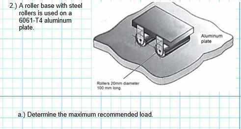 2 A Roller Base With Steel Rollers Is Used On A 6061 T4 Aluminum Plate Rollers 20mm Diameter 100 Mm Long A Determi 1