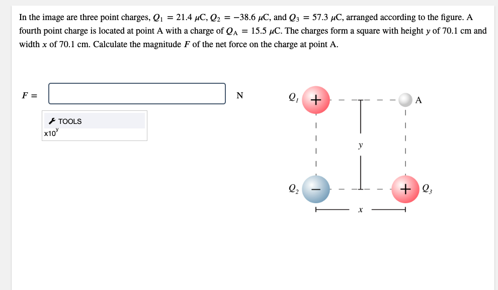 In The Image Are Three Point Charges Q 21 4 Uc Q2 38 6 Uc And Q3 57 3 Uc Arranged According To The Figure A 1
