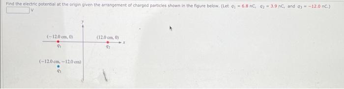 Find The Electric Potential At The Origin Given The Arrangement Of Charged Particles Shown In The Figure Below Let Q16 1