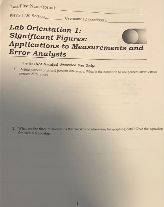 Last First Name Print Phys 1730 Section Username Id Xxx9999 Lab Orientation 1 Significant Figures Applications 1