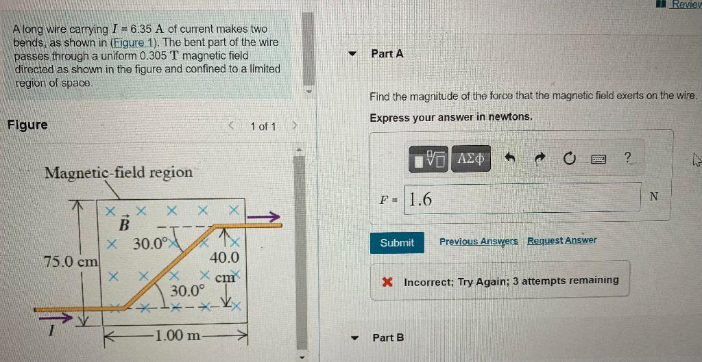 A Long Wire Carrying I 6 35 A Of Current Makes Two Bends As Shown In Figure 1 The Bent Part Of The Wire Passes Thr 1
