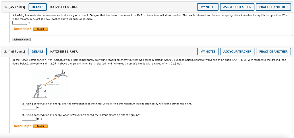 My Notes Ask Your Teacher Practice Another 1 5 Points Details Katzpsef1 8 P 042 A 1 42 Kg Box Rests Atop A Massles 1