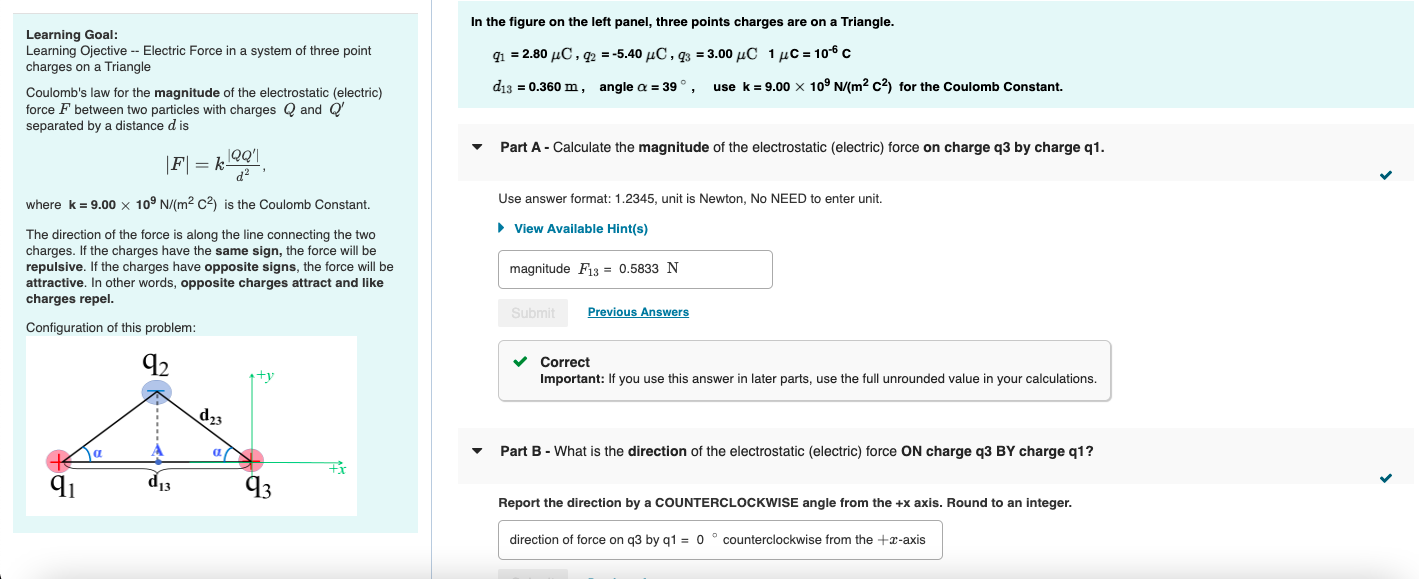 Learning Goal Learning Ojective Electric Force In A System Of Three Point Charges On A Triangle Coulomb S Law For Th 1