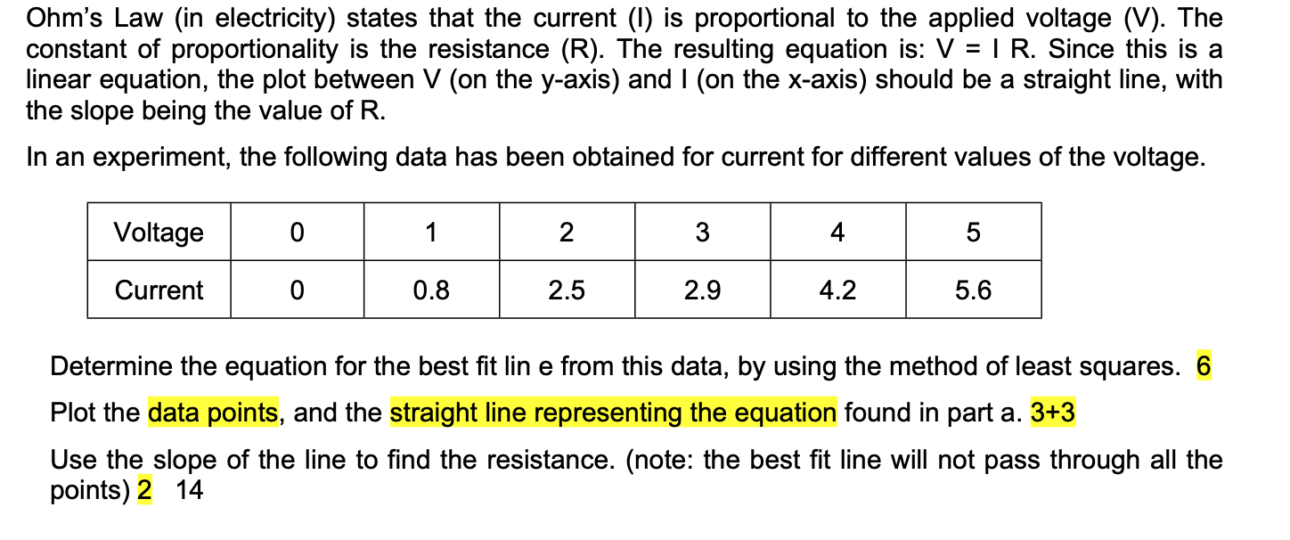 Ohm S Law In Electricity States That The Current 1 Is Proportional To The Applied Voltage V The Constant Of Propo 1