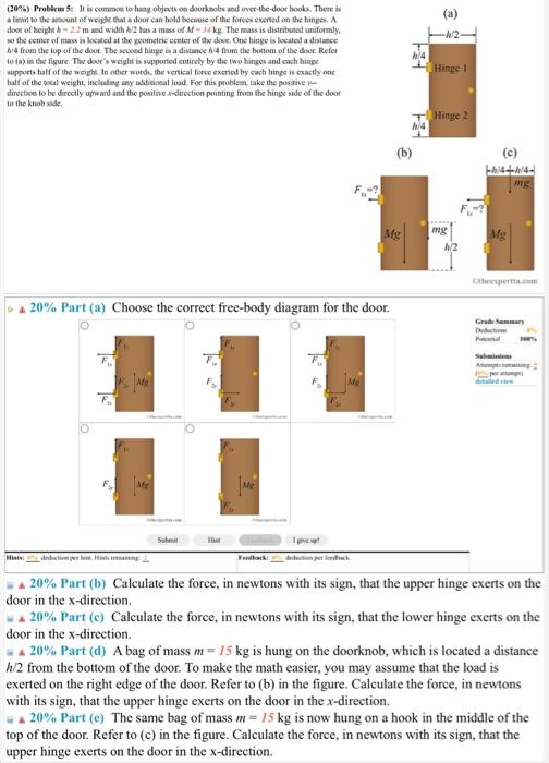 20 Problem 5 It Is Common To Hang Objects On Doorknobs And Over The Door Hooks There Is A Limit To The Amount Of We 1