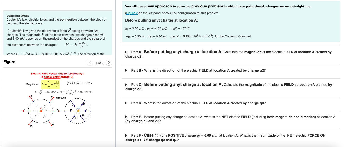 Learning Goal Coulomb S Law Electric Fields And The Connection Between The Electric Field And The Electric Force Cou 1