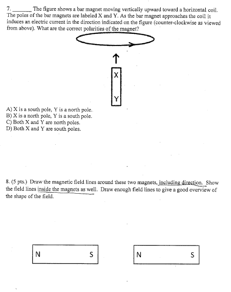 7 The Figure Shows A Bar Magnet Moving Vertically Upward Toward A Horizontal Coil The Poles Of The Bar Magnets Are Lab 1
