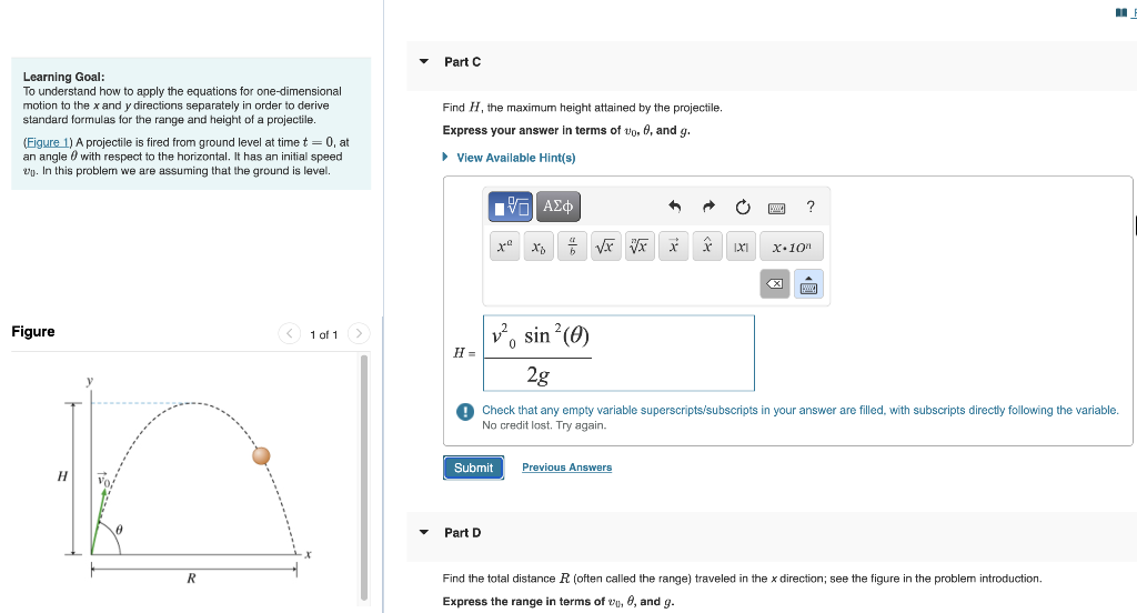 Learning Goal To Understand How To Apply The Equations For One Dimensional Motion To The X And Y Directions Separately 1