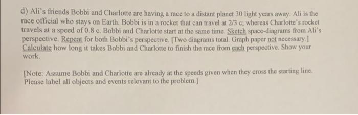 D Ali S Friends Bobbi And Charlotte Are Having A Race To A Distant Planet 30 Light Years Away Ali Is The Race Official 1