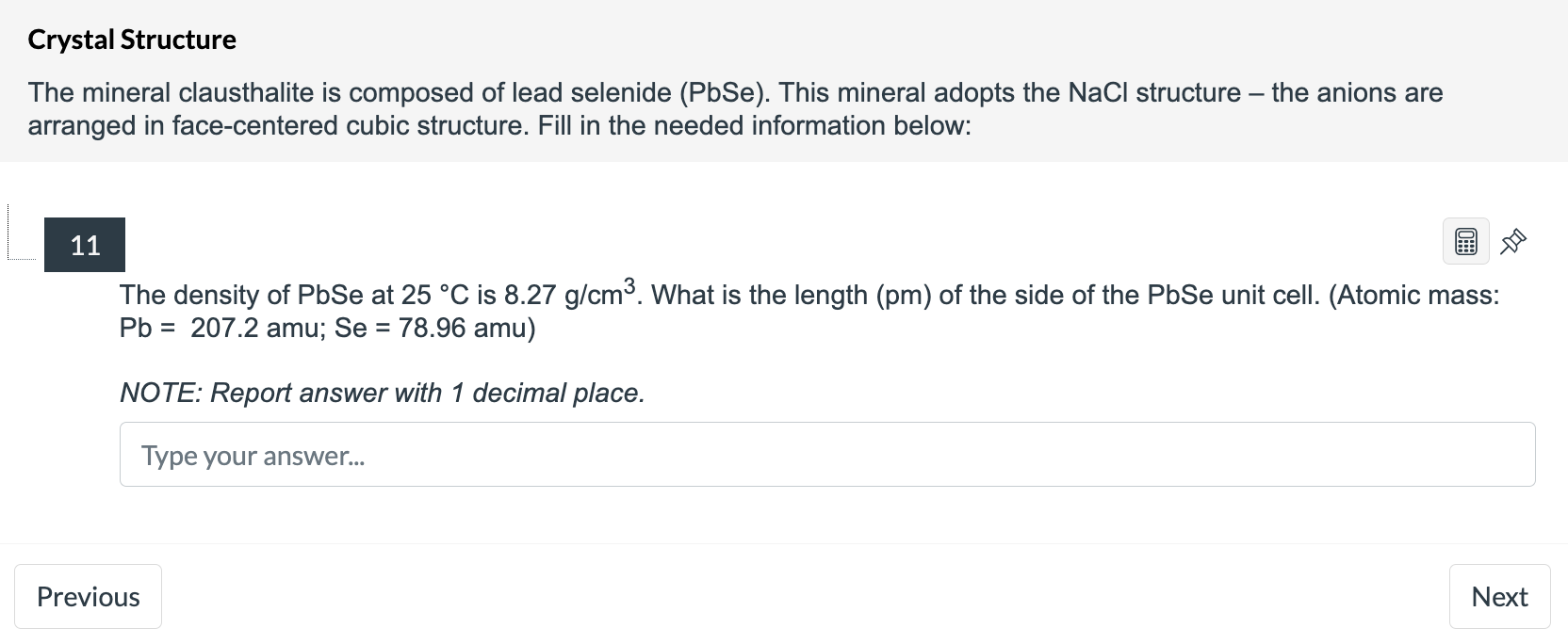 Crystal Structure The Mineral Clausthalite Is Composed Of Lead Selenide Pbse This Mineral Adopts The Nacl Structure T 1
